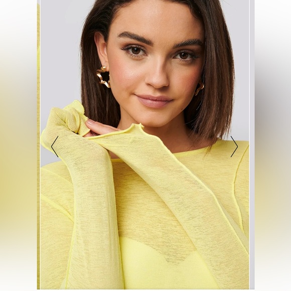 Na-kd Tops - Na-Kd yellow,contrast seam jersey long sleeve tee